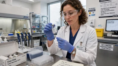 Researcher preparing a personalised cancer vaccine in a laboratory
